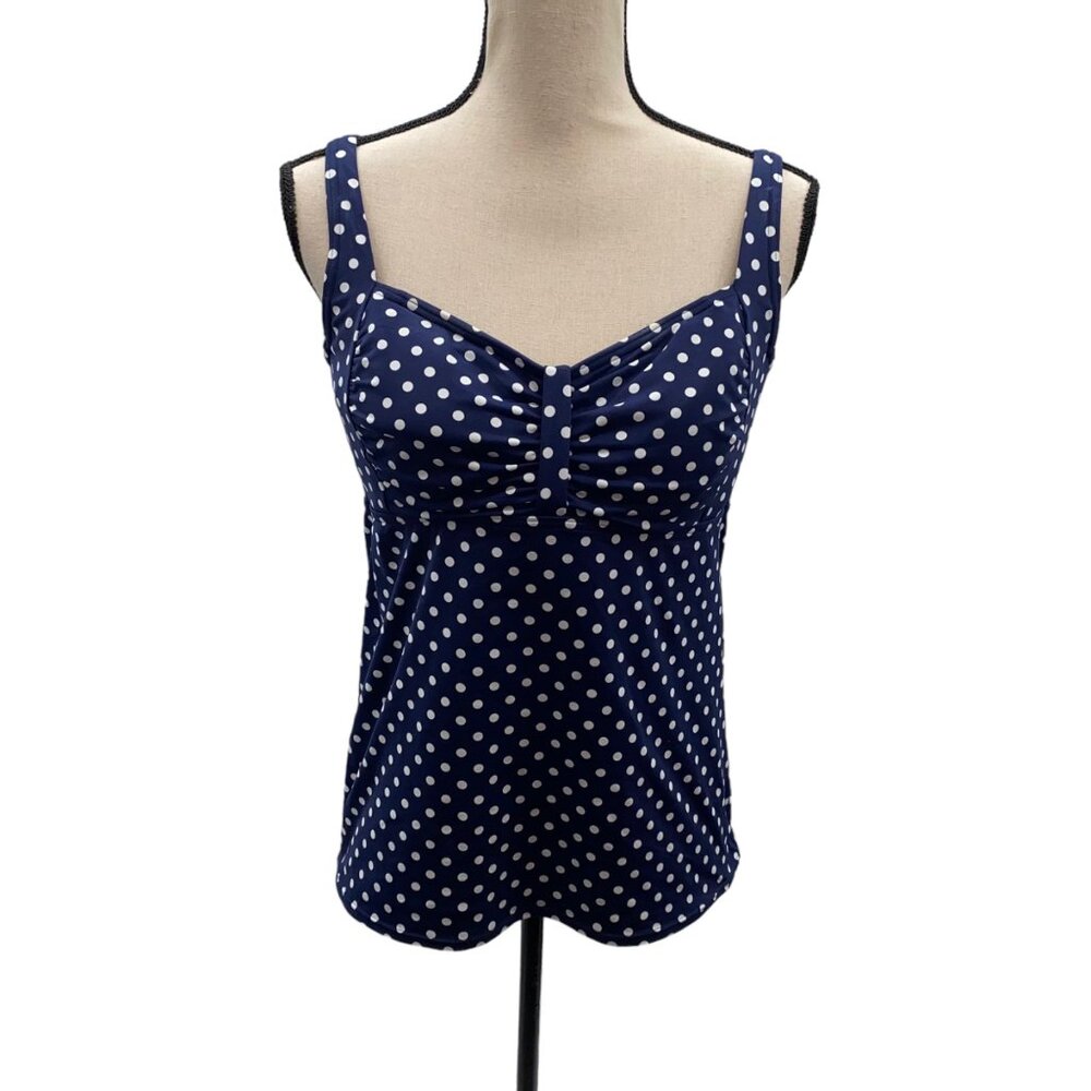 Lands’ End Size 12 Polkadot Swim Tankini Top Underwire